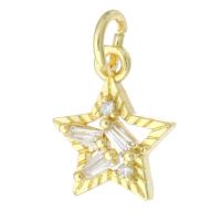 Cubic Zirconia Micro Pave Brass Pendant, Star, real gold plated, micro pave cubic zirconia, gold, 10x12x3mm, Hole:Approx 3mm, Sold By PC