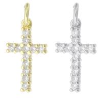 Cubic Zirconia Micro Pave Brass Pendant Cross real gold plated micro pave cubic zirconia Approx 3mm Sold By PC