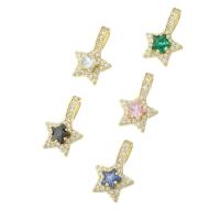 Cubic Zirconia Micro Pave Brass Pendant, Star, real gold plated, micro pave cubic zirconia, more colors for choice, 10.50x15x4mm, Hole:Approx 2mm, Sold By PC