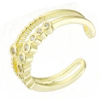 Cubique anneau en laiton Circonia Micro Pave, Plaqué d'or, Réglable & pavé de micro zircon & pour femme, Or, Taille:6.5, Vendu par PC