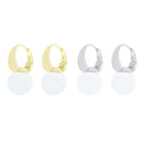 Brass Huggie Hoop Earring real gold plated for woman & with plastic pearl Sold By Pair
