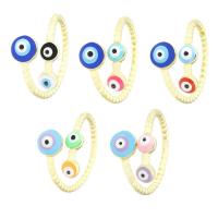 Evil Eye Jewelry Finger Ring, Brass, real gold plated, Adjustable & for woman & enamel, more colors for choice, Sold By PC