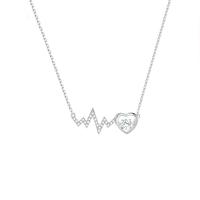Cubic Zircon Micro Pave 925 Sterling Silver Necklace Electrocardiographic platinum color plated micro pave cubic zirconia & for woman Length Approx 17.71 Inch Sold By PC