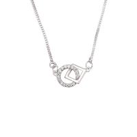 Cubic Zircon Micro Pave 925 Sterling Silver Necklace, platinum color plated, micro pave cubic zirconia & for woman & hollow, Length:Approx 15.75 Inch, Sold By PC