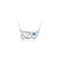 Cubic Zircon Micro Pave 925 Sterling Silver Necklace, with 1.96 inch extender chain, Number, platinum color plated, micro pave cubic zirconia & for woman & hollow, Length:Approx 15.75 Inch, Sold By PC