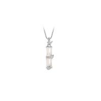 Cubic Zircon Micro Pave 925 Sterling Silver Necklace with Cats Eye with 1.96 inch extender chain Bamboo platinum color plated micro pave cubic zirconia & for woman Length Approx 15.75 Inch Sold By PC