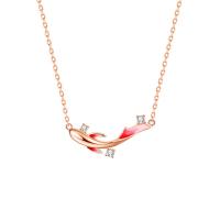 Cubic Zircon Micro Pave 925 Sterling Silver Necklace, with 1.96 inch extender chain, Fish, rose gold color plated, Hand-Painted Enamel Glaze & micro pave cubic zirconia & for woman, Length:Approx 15.75 Inch, Sold By PC