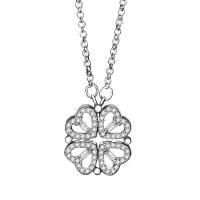 Cubic Zircon Micro Pave 925 Sterling Silver Necklace with 1.96 inch extender chain Four Leaf Clover plated Collapsible & micro pave cubic zirconia & for woman & hollow Length Approx 15.75 Inch Sold By PC