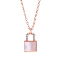 Cubic Zircon Micro Pave 925 Sterling Silver Necklace, with Shell, with 1.96 inch extender chain, Lock, plated, micro pave cubic zirconia & for woman, more colors for choice, Length:Approx 15.75 Inch, Sold By PC