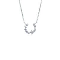 Cubic Zircon Micro Pave 925 Sterling Silver Necklace, Horseshoes, platinum color plated, micro pave cubic zirconia & for woman, Length:Approx 15.75 Inch, Sold By PC