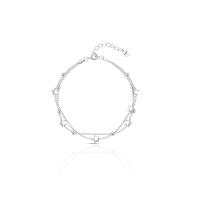 925 Sterling Silver Bangle Bracelet, with 1.18 inch extender chain, platinum color plated, for woman & multi-strand, Length:Approx 6.3 Inch, Sold By PC