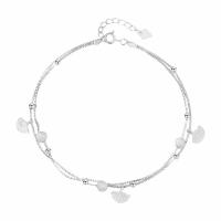 Fashion Sterling Silver Anklet, 925 Sterling Silver, with 1.57 inch extender chain, platinum color plated, for woman & multi-strand, Length:Approx 7.48 Inch, Sold By PC