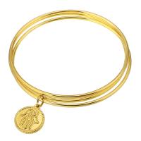 316 Stainless Steel Bangle, Vacuum Plating, three pieces & fashion jewelry & for woman, golden, 2mm, 10Sets/Lot, Sold By Lot