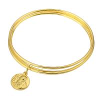 316 Stainless Steel Bangle Round Vacuum Plating three pieces & fashion jewelry & for woman golden 2mm Inner Approx 67mm Sold By Lot
