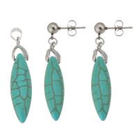 Turquoise Jewelry Sets, pendant & earring, 316 Stainless Steel, with turquoise, polished, 2 pieces & fashion jewelry & for woman, green, 10Set/Lot, Sold By Lot