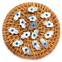 Evil Eye Pendants, White Lip Shell, Hand, fashion jewelry & DIY & different styles for choice, white, 10x17mm, Sold By PC