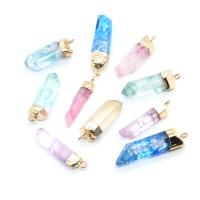 Gemstone Pendants Jewelry, Natural Stone, irregular, plated, fashion jewelry & DIY, more colors for choice, 5x20-12x40mm, Sold By PC