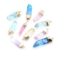 Gemstone Pendants Jewelry Natural Stone irregular plated fashion jewelry & DIY 5x20- Sold By PC