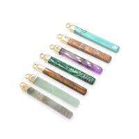 Gemstone Pendants Jewelry, Natural Stone, Rectangle, plated, fashion jewelry & DIY, more colors for choice, 5x45mm, Sold By PC
