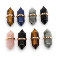 Gemstone Pendants Jewelry, Natural Stone, with Brass, irregular, fashion jewelry & DIY, more colors for choice, 15x34mm, Sold By PC