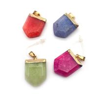 Gemstone Pendants Jewelry, Natural Stone, with Brass, fashion jewelry & DIY & faceted, more colors for choice, 16x29mm, Sold By PC