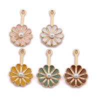 Tibetan Style Enamel Pendants, with Plastic Pearl, Flower, gold color plated, fashion jewelry, more colors for choice, nickel, lead & cadmium free, 26x15mm, Approx 100PCs/Bag, Sold By Bag