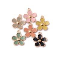 Tibetan Style Enamel Pendants, Flower, gold color plated, fashion jewelry, more colors for choice, nickel, lead & cadmium free, 21x17mm, Approx 100PCs/Bag, Sold By Bag
