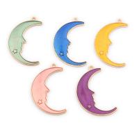 Tibetan Style Enamel Pendants, Moon, gold color plated, fashion jewelry, more colors for choice, nickel, lead & cadmium free, 32x11mm, Approx 100PCs/Bag, Sold By Bag