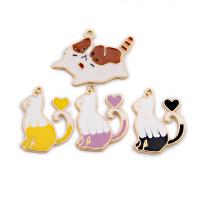 Zinc Alloy Enamel Pendants Cat gold color plated & fashion jewelry nickel lead & cadmium free Approx Sold By Bag