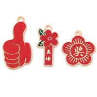 Zinc Alloy Enamel Pendants gold color plated red nickel lead & cadmium free Approx Sold By Bag