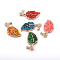 Zinc Alloy Enamel Pendants Leaf gold color plated fashion jewelry nickel lead & cadmium free Approx Sold By Bag