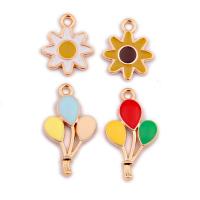 Tibetan Style Enamel Pendants, gold color plated, fashion jewelry & different styles for choice, more colors for choice, nickel, lead & cadmium free, 12x15mm, Approx 100PCs/Bag, Sold By Bag