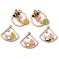 Tibetan Style Enamel Pendants, gold color plated, fashion jewelry & different styles for choice & hollow, more colors for choice, nickel, lead & cadmium free, Approx 100PCs/Bag, Sold By Bag