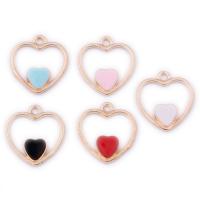 Tibetan Style Enamel Pendants, Heart, gold color plated, fashion jewelry & hollow, more colors for choice, nickel, lead & cadmium free, 20x18mm, Approx 100PCs/Bag, Sold By Bag