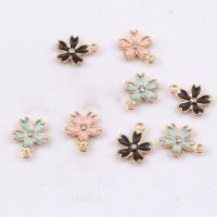 Tibetan Style Enamel Pendants, Flower, gold color plated, fashion jewelry & with rhinestone, more colors for choice, nickel, lead & cadmium free, 16x14mm, Approx 100PCs/Bag, Sold By Bag