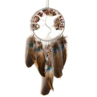 Fashion Dream Catcher, Feather, with Gemstone & Iron, handmade, fashion jewelry, mixed colors, 160x550mm, Sold By PC