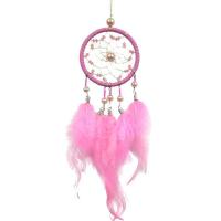 Fashion Dream Catcher Feather with Glass Pearl & Iron handmade for woman pink Sold By PC