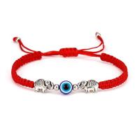Evil Eye Jewelry Bracelet, Polyester Cord, with Resin & Tibetan Style, silver color plated, adjustable & different styles for choice & for woman, Hole:Approx 17x5.5mm, Length:16-28 cm, Sold By PC
