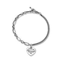 925 Sterling Silver Bangle Bracelet, Heart, plated, fashion jewelry & Unisex, original color, 170mm, Sold By PC