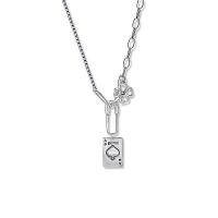 925 Sterling Silver Necklaces platinum plated fashion jewelry & Unisex original color 32.20mm Length 43 cm Sold By PC
