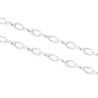 925 Sterling Silver Necklace Chain, platinum plated, original color, 6x3.40mm, Sold By m