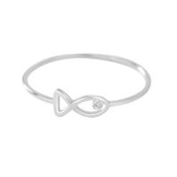 925 Sterling Silver Finger Rings, Fish, platinum plated, different size for choice & for woman, original color, Sold By PC