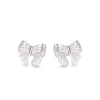 925 Sterling Silver Stud Earrings Bowknot silver color plated fashion jewelry & for woman silver color Sold By PC