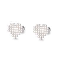 925 Sterling Silver Stud Earrings Heart silver color plated fashion jewelry & for woman silver color Sold By PC