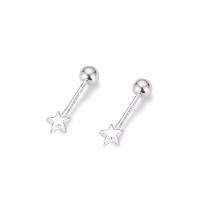 Sterling Silver Jewelry Earring, 925 Sterling Silver, Star, dath airgid plated, jewelry faisin & do bhean, airgid, 4x4mm, Díolta De réir PC