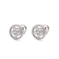 Cubic Zirconia Micro Pave Sterling Silver Earring, 925 Sterling Silver, silver color plated, micro pave cubic zirconia & for woman, silver color, 6x6mm, Sold By PC