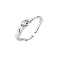 Cubic Zirconia Micro Pave 925 Sterling Silver Rings silver color plated Adjustable & micro pave cubic zirconia & for woman silver color Sold By PC