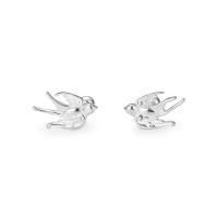 925 Sterling Silver Stud Earrings Bird silver color plated fashion jewelry & for woman silver color Sold By PC