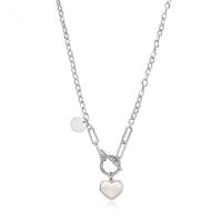 Титановые стали ожерелье, титан, Сердце, с письмо узором & Женский, оригинальный цвет, 16x14.80mm, длина:Приблизительно 18.4 дюймовый, продается PC