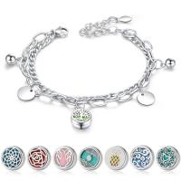Perfume Aromatherapy Bracelet 316L Stainless Steel with 1.77inch extender chain Double Layer & for woman & hollow original color 12mm Length Approx 7.28 Inch Sold By PC